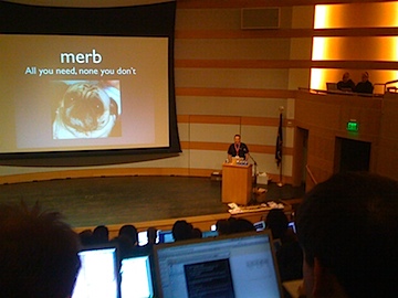 Ezra Zygmuntowicz talking on merb